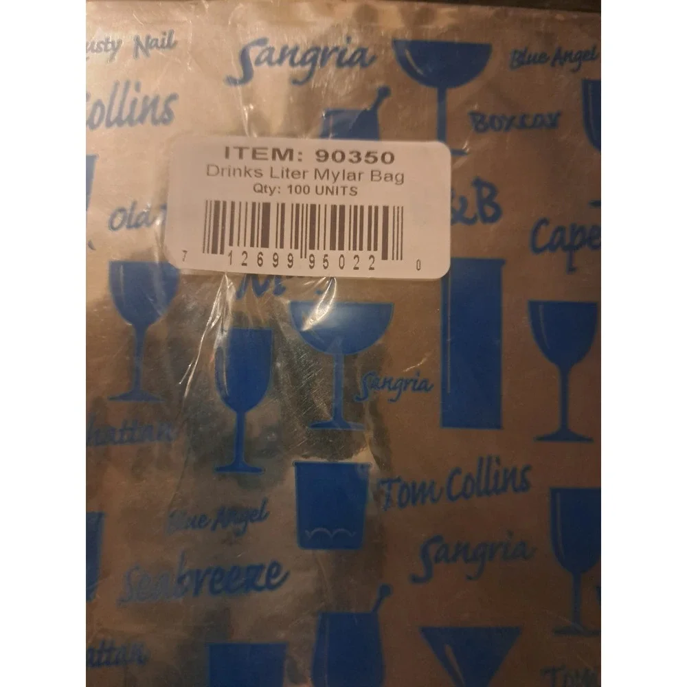 NIB- 100 count Beautiful Mylar Wine-Cordial-Liquor bags Silver
